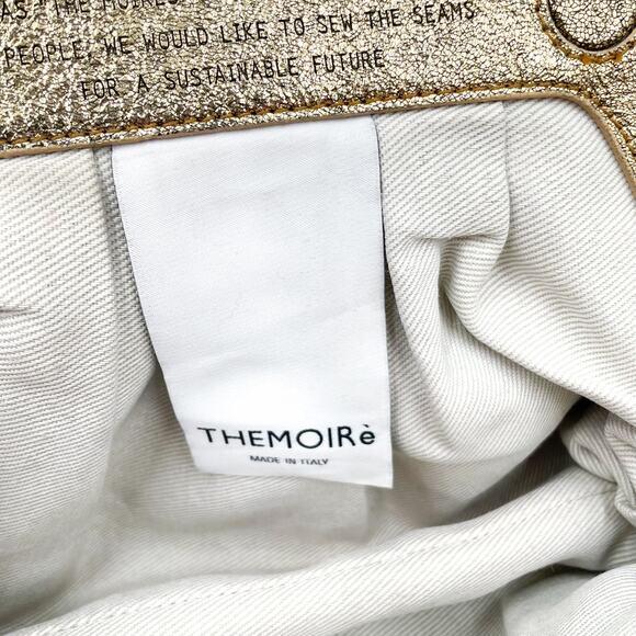 Themoire Gea Clutch Bag Gold Metallic Vegan Laminated Detachable Crossbody - Picture 15 of 16